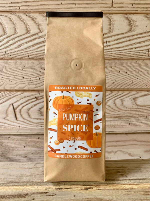 ROASTED LOCALLY CANDLEWOOD COFFEE PIMPKIN SPICE 1 POUND WHOLEBEAN OR GROUND BAG BROOKFIELD CONNECTICUT